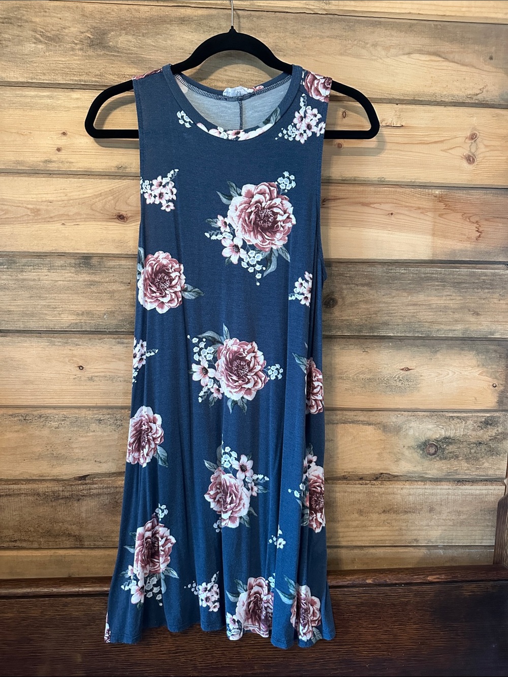 Amelia James Navy Floral Swing Tank Mini Dress